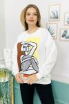 159290 Sardonlu Baskili Sweatshirt